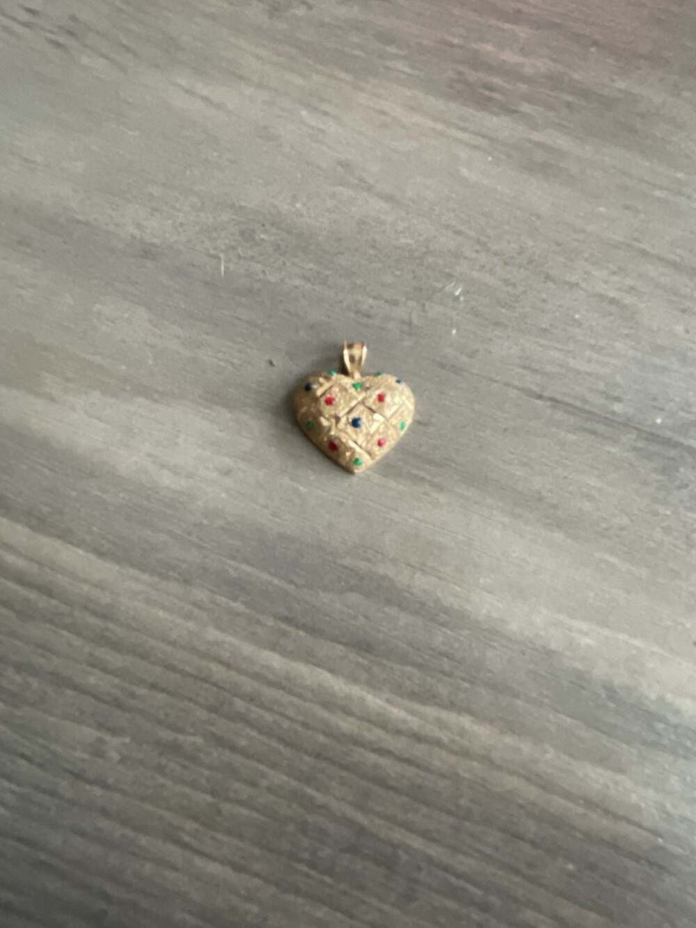 14K Yellow Gold Multigemini Textured Heart Pendant